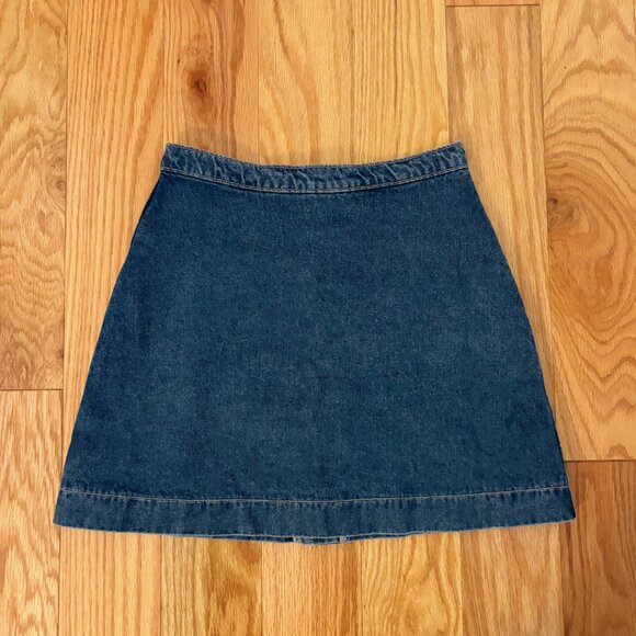 American Apparel | Button Down A-Line Denim Mini Skirt | Dark Wash - Picture 10 of 10